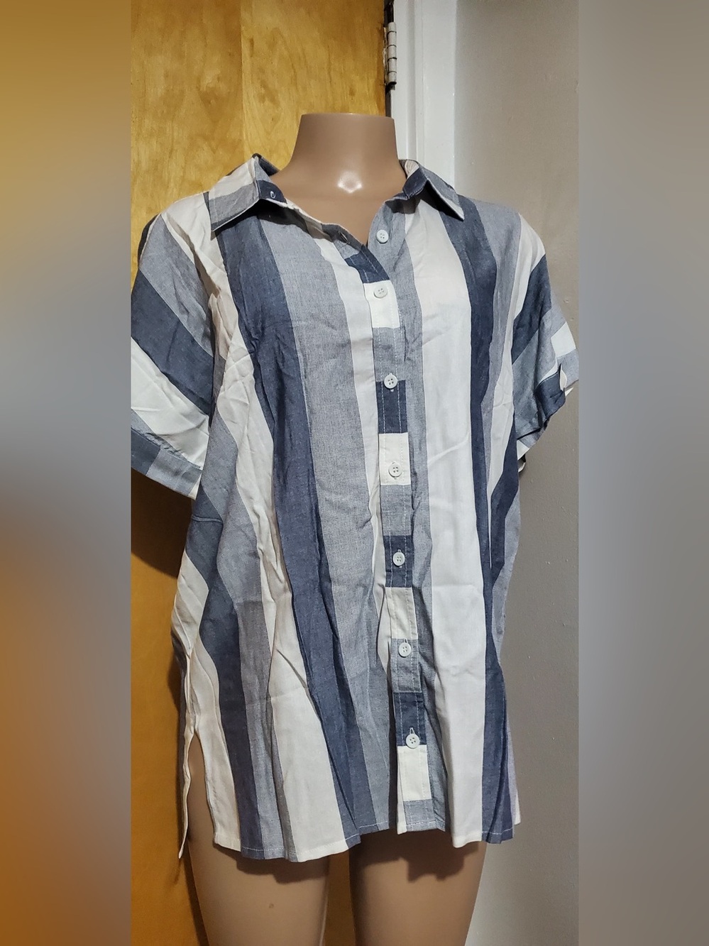 APNY Stripe Short-Sleeve Button-Down Shirt